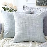 OTOSTAR Linen Throw Pillow Covers Set of 2 Decorative Square Pillowcases Cushion Covers 18x18 Inch for Home Decor Sofa Bedroom Car 45 x 45CM Blue Grey