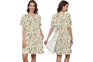 Liokoc Hospital Gowns for Women Open Back Tear Away Snap Post shoulder Dress Short Sleeve Soft Adaptive Clothing with Pockets