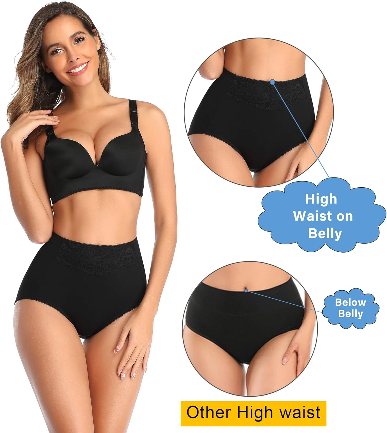 Women's High Waisted Cotton Underwear Soft Breathable Full Coverage Stretch Briefs Ladies Panties 5-Pack at  Women’s Clothing store