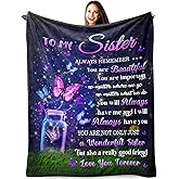 Atokker Sister Birthday Gifts - Cozy Blanket 50"x60", Perfect Present for Sisters, Best Ever Gift for Women, Ideal Soul Sisters Surprise, Unique Birthday Idea from Sister