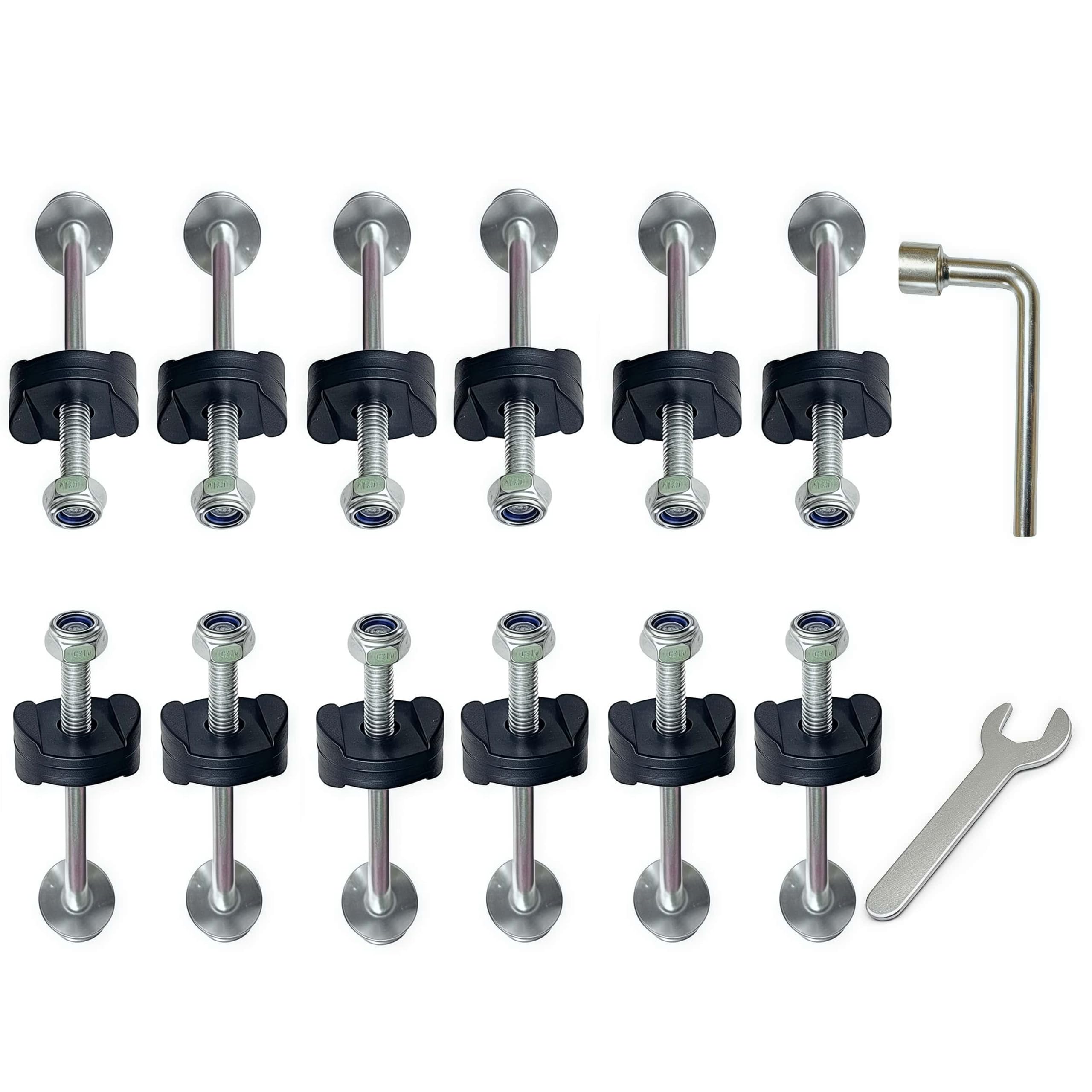 Photo 1 of 12 PCS Long Trampoline Screws 3.15 Inch/80mm, 6mm Galvanized Steel Bolts with Nylon Lock Nuts, Wrench & Spacers - Stabilize Enclosure Poles, Compatible with Major Brands (Screw Length: 3.15in)