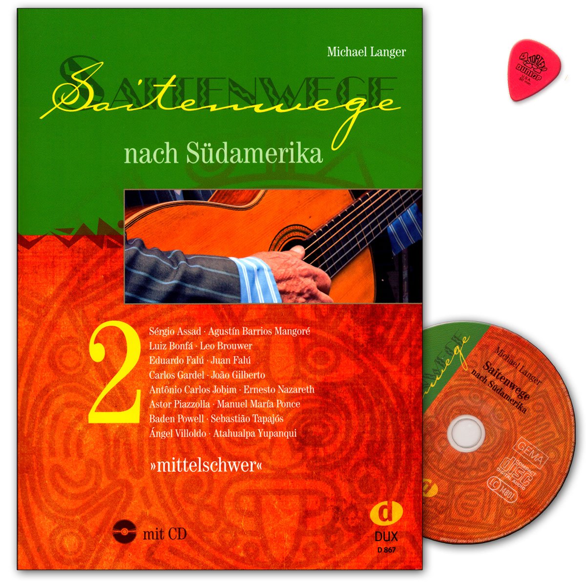String Path to South America Volume 2 with CD and Dunlop Plek - 46 pieces by South American composers with guitar music from different countries and styles - Dux edition - DUX867-9783868493221