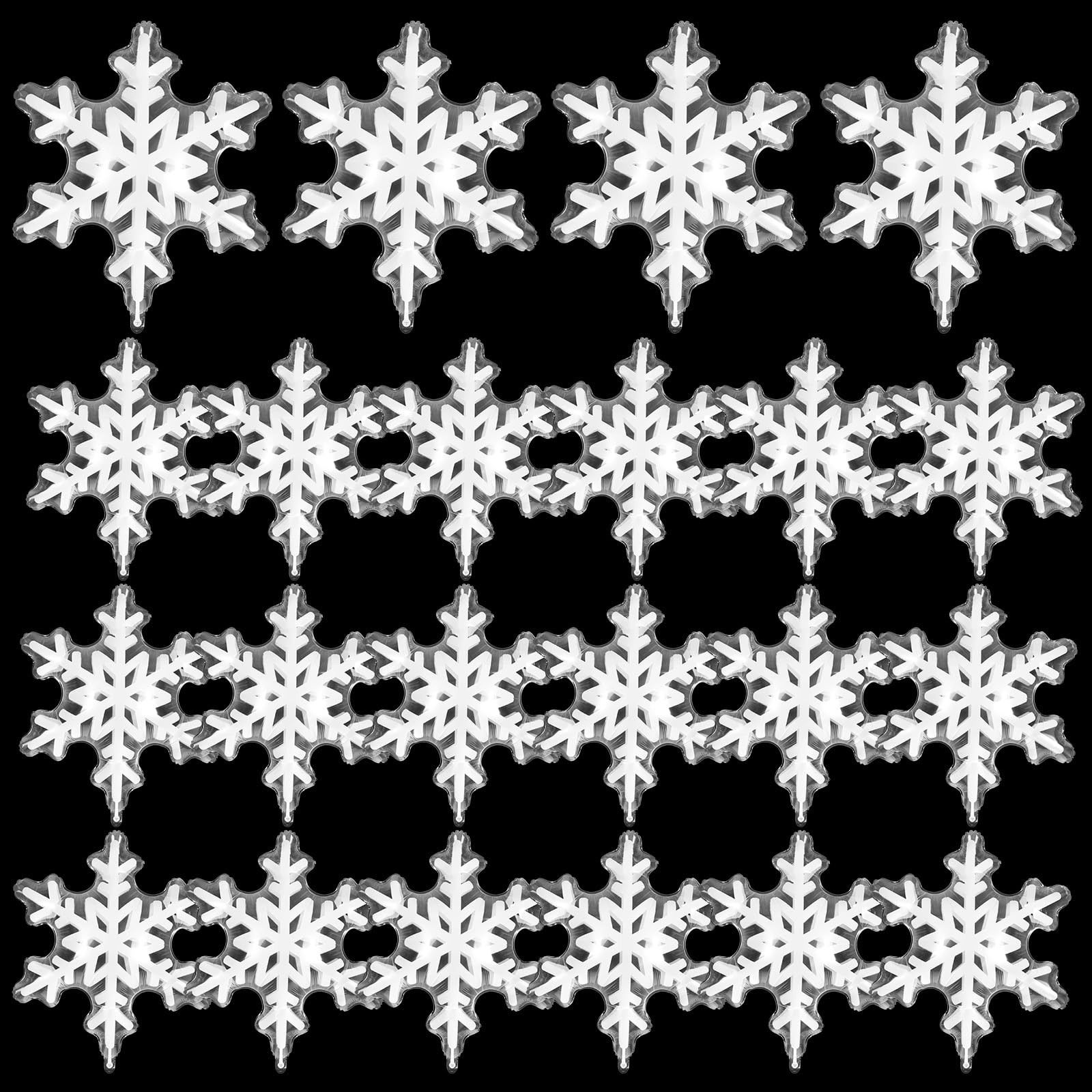 Photo 1 of 24 Pcs 36 Inch Snowflake Balloons Christmas Winter Clear Snowflake Foil Balloons for Winter Wonderland Ice Snow Themed Birthday Party Decorations