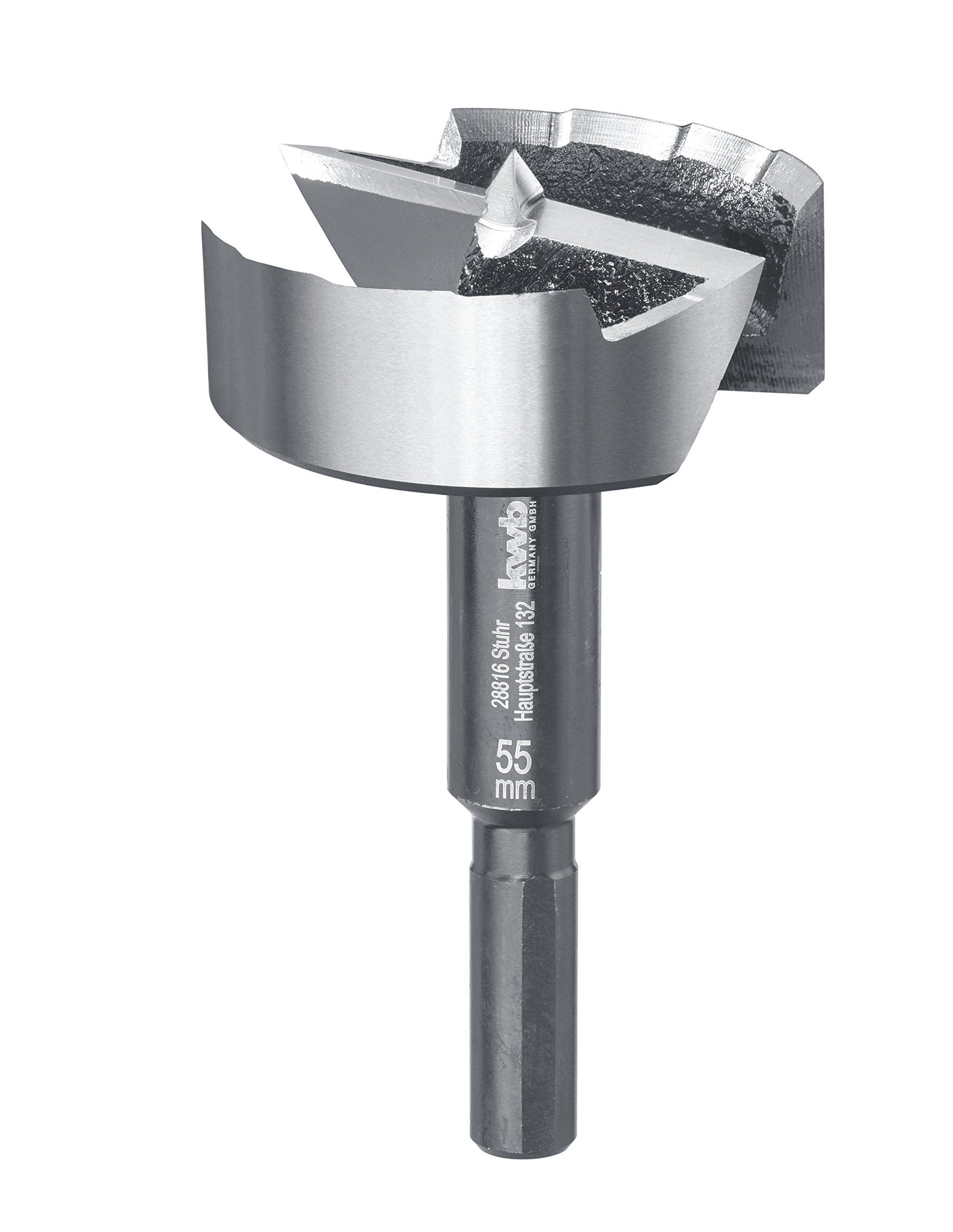 kwb Speed forstner bit Ø 55 Mm Made of Hardened and Tempered Special Steel with Precise Serrated Edge, Centre Point, Optimally Sharpened and Hardened Cutting Edges and Polished Surface.