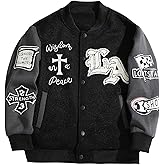 SOLY HUX Boy's Graphic Varsity Jackets Gothic Button Down Baseball Jacket Outerwear Streetwear