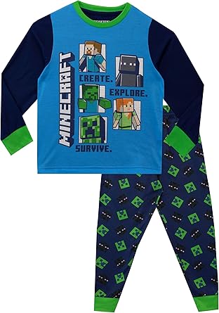 Minecraft Steve En Creeper Pyjama Met Lange Mouwen Voor Jongens Multi 7 8 Anni Amazon Nl