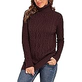 PrettyGuide Women's Long Sweaters Turtleneck Plus Size Cozy Cable Knit Tunic Sweater Tops