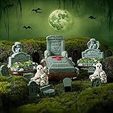 Warmtree 19 Pcs Halloween Miniature Tombstones Halloween Village Accessories Mini Tombstones Miniature Figurines Multiple Siz