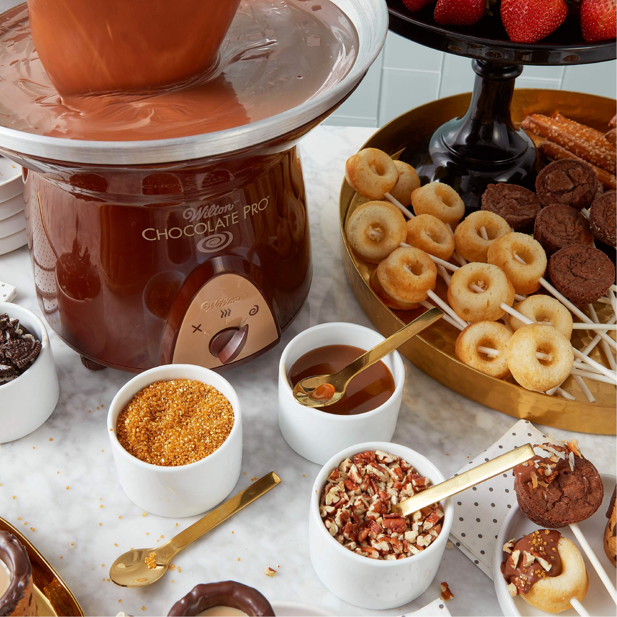 Wilton Chocolate Pro Chocolate Fountain and Fondue Fountain - Designed to Keep Chocolate Melted for Easy Treat Dipping, 3-Tier, 16-Inches Tall, 4-lb Capacity