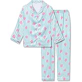 Tebbis Satin Pajamas for Girls-Cute Pink Silky Long-Sleeved Set with Adorable Puppy Prints Size 6/7-16