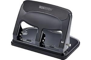 Bostitch Office EZ Squeeze 40 Sheet 3-Hole Punch, Heavy Duty, Black