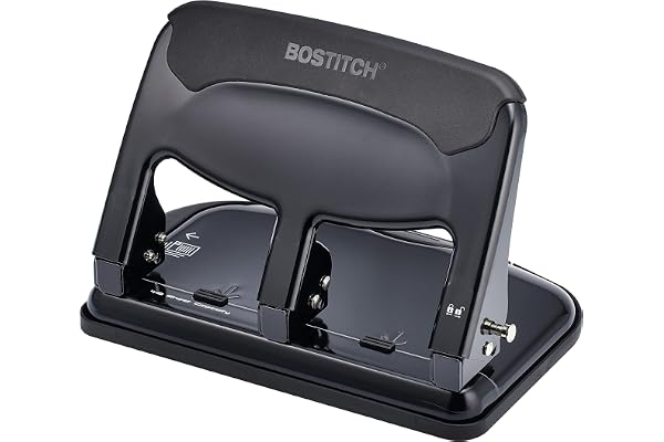 Bostitch Office EZ Squeeze Heavy Duty 3 Hole Punch, 40-Sheet Capacity, Use Less Force, Perfect for Home Office School Supplie