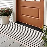 LEEVAN Black and White Striped Outdoor Rug Runner 2x4 Layering Doormat Farmhouse Front Porch Rug Cotton Woven Washable Throw 