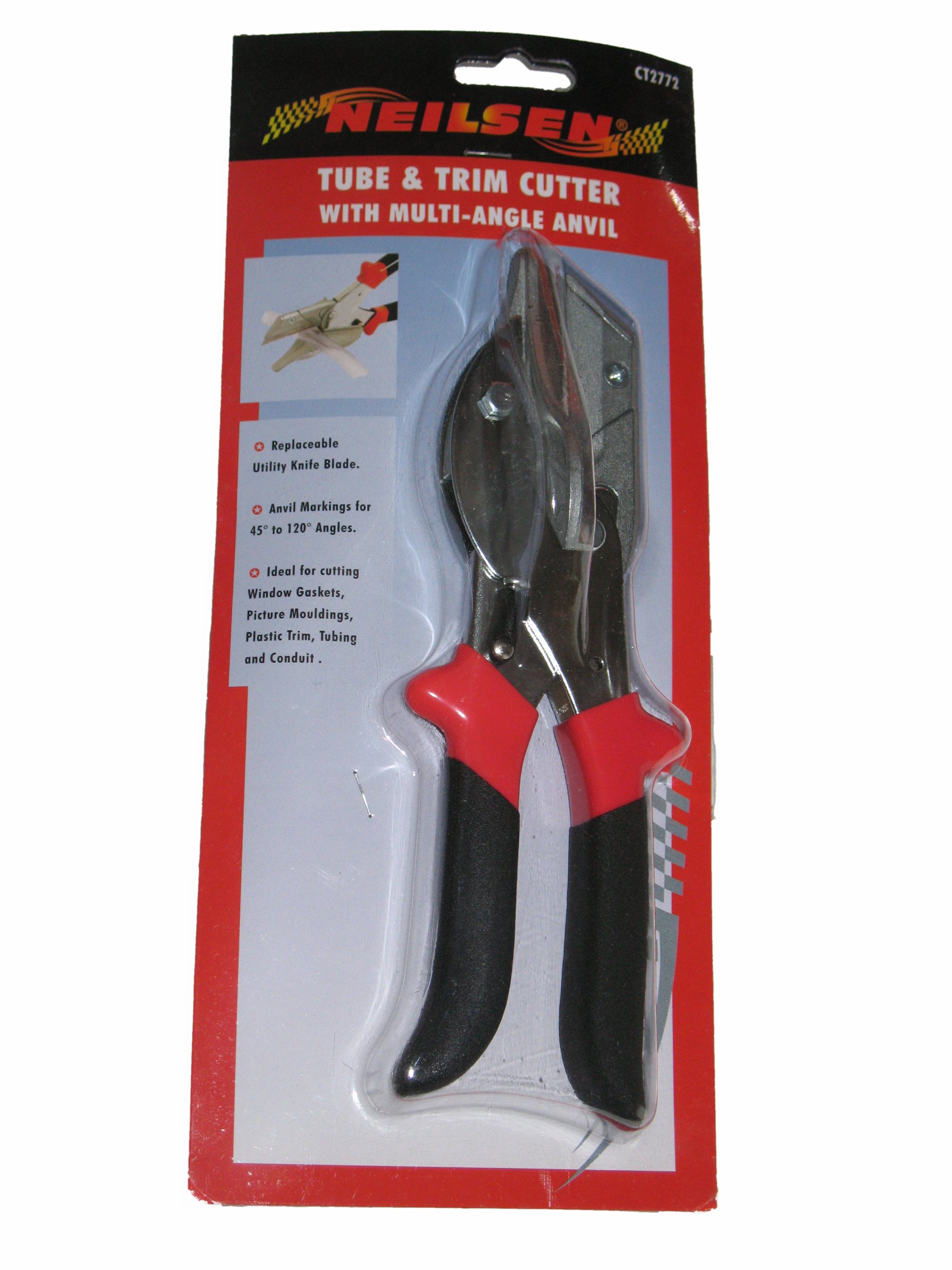 Neilsen CT2772 Tube and Trim Cutter with Multi-Angle Anvil Replaceable Utility Knife Blade | Anvil Markings 45 to 120 Degrees | Ideal for Window Gaskets, Plastic Trim, Tubing & Conduit