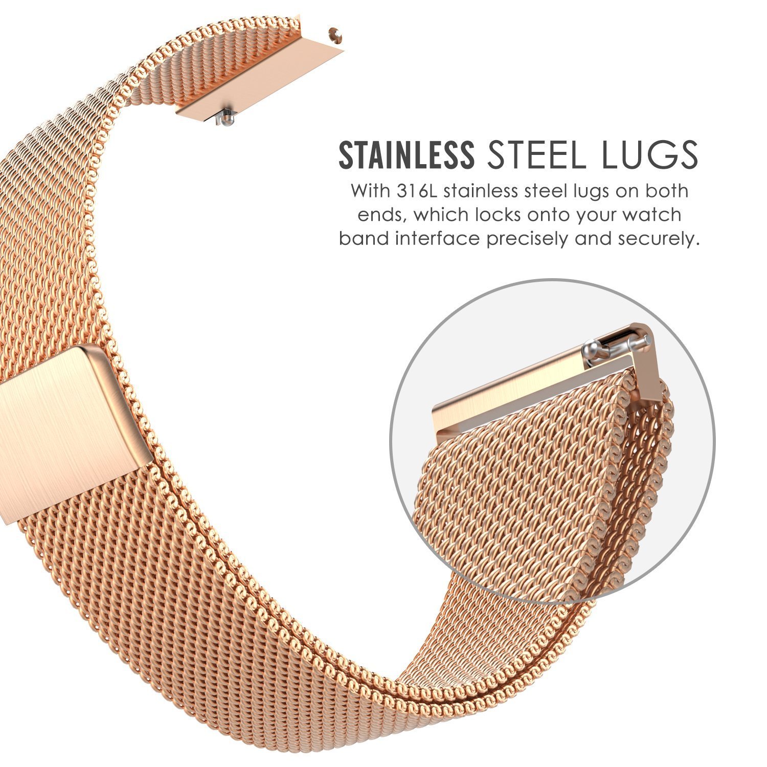 Lamshaw Smartwatch Bands for Garmin Vivomove HR, Milanese Loop