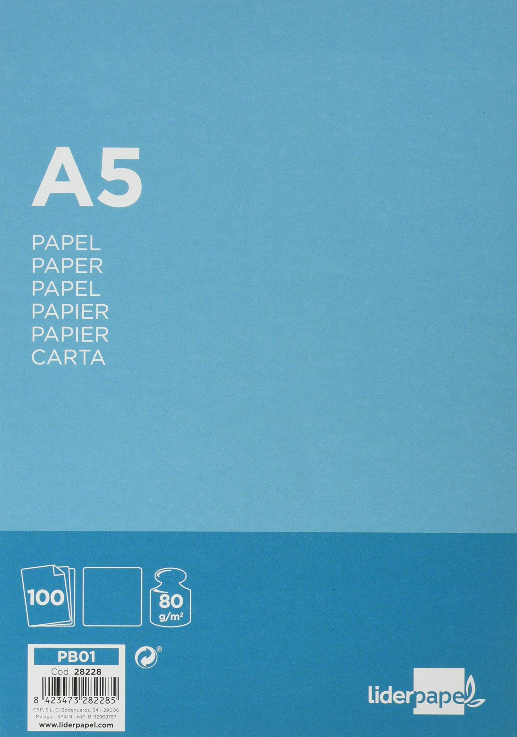 Liderpapel Paper A5 80 g/m2 Pack of 100 White