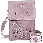 KITEVIUN Leather Small Crossbody Bags for Women Trendy Cell Phone Bag Wallet Purses Butterfly Design