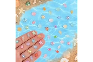 Yonseng 400pcs Luminous Mini Ocean Resin Animals Starfish Jellyfish Seashell Mini Turtles Set Resin Animals Tiny Sea Models for Dollhouse Miniatures DIY Fish Tank Fairy Garden Micro Landscaping