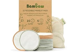 Bambaw Reusable Makeup Remover Pads | 22 Cotton Rounds, 1 Bag for Laundry & Storage | Cotton Rounds for Face | Eye Makeup Remover Pads | Reusable Cotton Rounds | Cotton Pads | Cotton Pads for Face