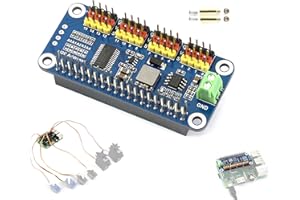 UEEKKOO PWM Servo Motor Driver HAT Compatible with Raspberry Pi 5/4/3B+/ 3B Zero/Zero W/Zero WH and Jetson Nano, 16-Channel 12-bit I2C Interface Straight Pinheader