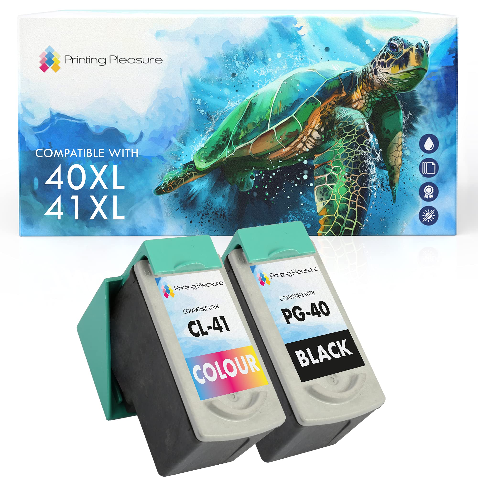 2 (FULL SET) Remanufactured PG-40 CL-41 Ink Cartridges for Pixma iP1600 iP1800 iP1900 iP2200 iP2600 MP140 MP150 MP160 MP170 MP180 MP190 MP210 MP450 MP460 MX300 MX310 - Black/Colour, High Capacity