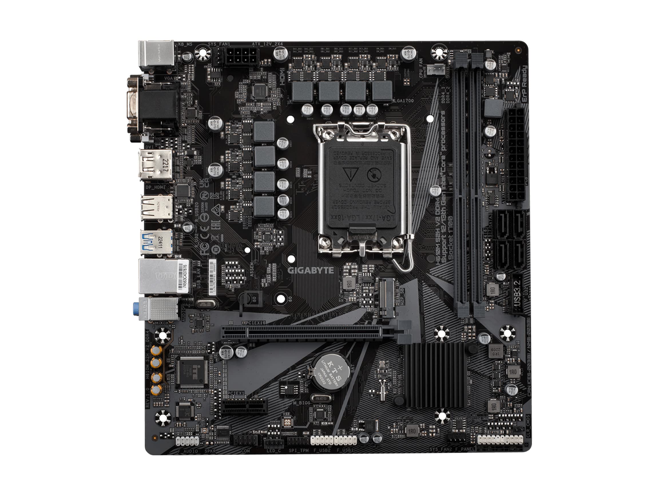 GIGABYTE H610M S2H V2 DDR4 (H610/ Intel/LGA 1700/ Micro ATX/ DDR4/ Single M.2/ PCIe 4.0/ USB 3.2 Gen1/ Realtek GbE LAN/Motherboard)