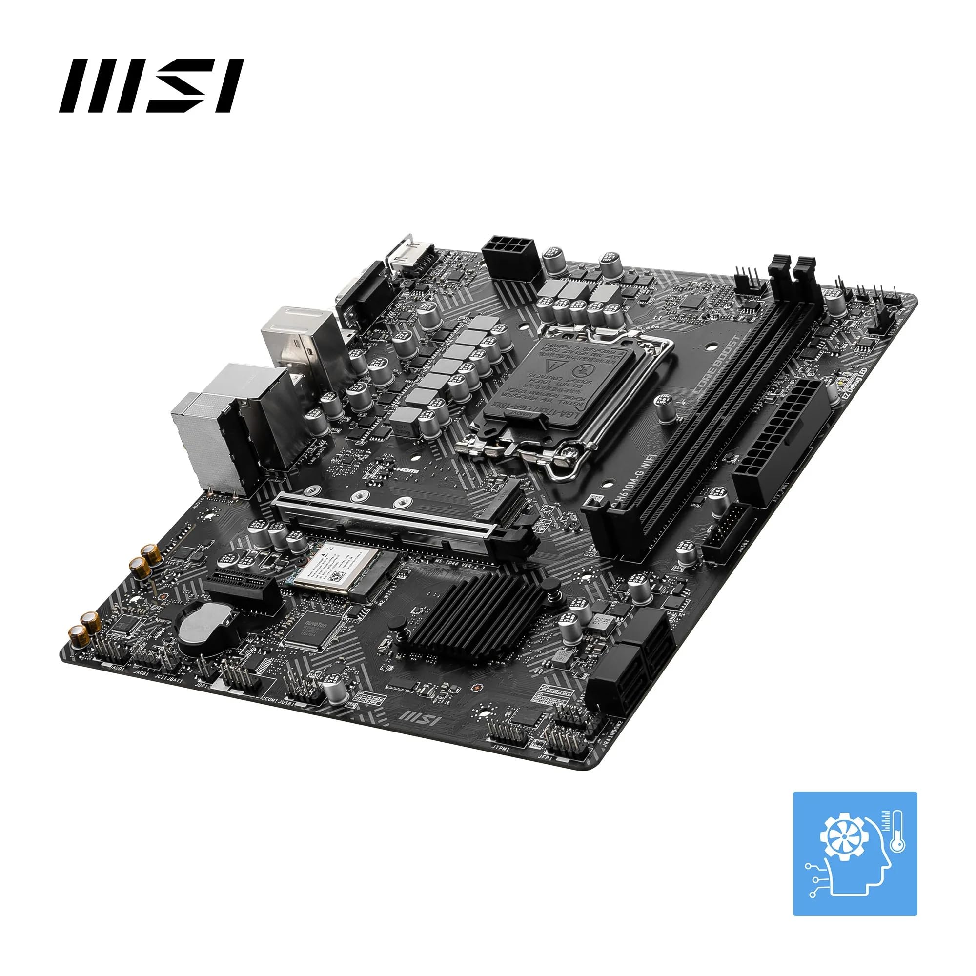 msi PRO H610M-G WiFi Motherboard, Micro-ATX - Supports Intel Core 14th, 13th and 12th Gen Processors, LGA 1700 - DDR5 Memory Boost 5600MHz/MAX, PCIe 4.0 x16 Slot, M.2 Gen3 Slot, Wi-Fi 6E, BT 5.3