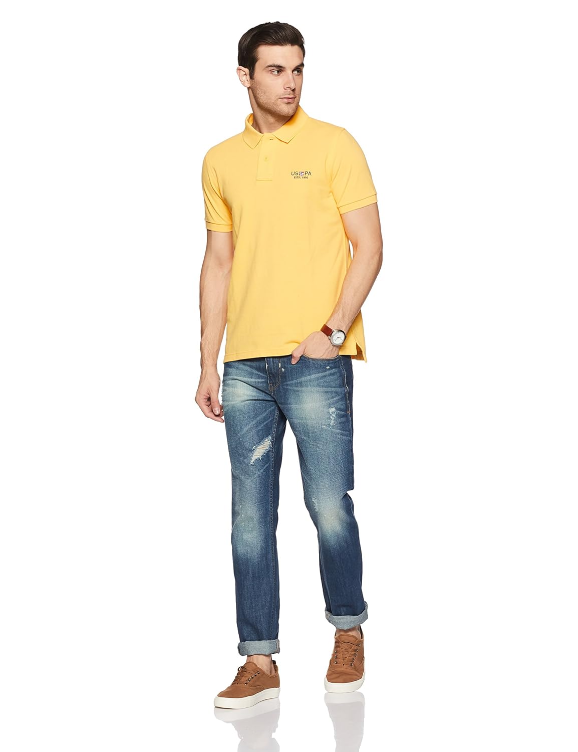 u.s. polo assn. men's solid regular fit cotton polo