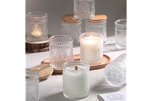 DARJEN 10 Pack Clear Candle Jars for Making Candles- 7.5 OZ Empty Glass Candle Making Jars with Bamboo Lids and Labels, Candle Making Supplies Candle Containers for Home DIY