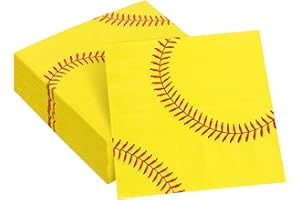ASDICOXB ADXCO 48 Pack Softball Napkins 13 x 13 Inches Softball Design Napkins Softball Napkin for Birthday Party, Softball Theme Party Supplies