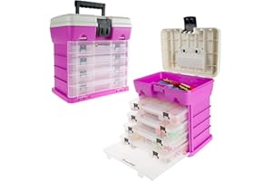 Storage Tool Box Organizer - Utility Box with 4 Drawers and 19 Compartments for Camping Supplies and Fishing Tackle by Wakeman Outdoors (Green)