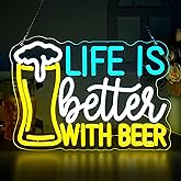 Beer Neon Sign for Wall Decor Bar LED Sign Beer Neon Light for Man Cave Bedroom Home Bar Shop Pub Bistro Party Hotel Game Room Decor Birthday Gifts for Man USB Powered Size14.1 * 10.2inches(JTD293)
