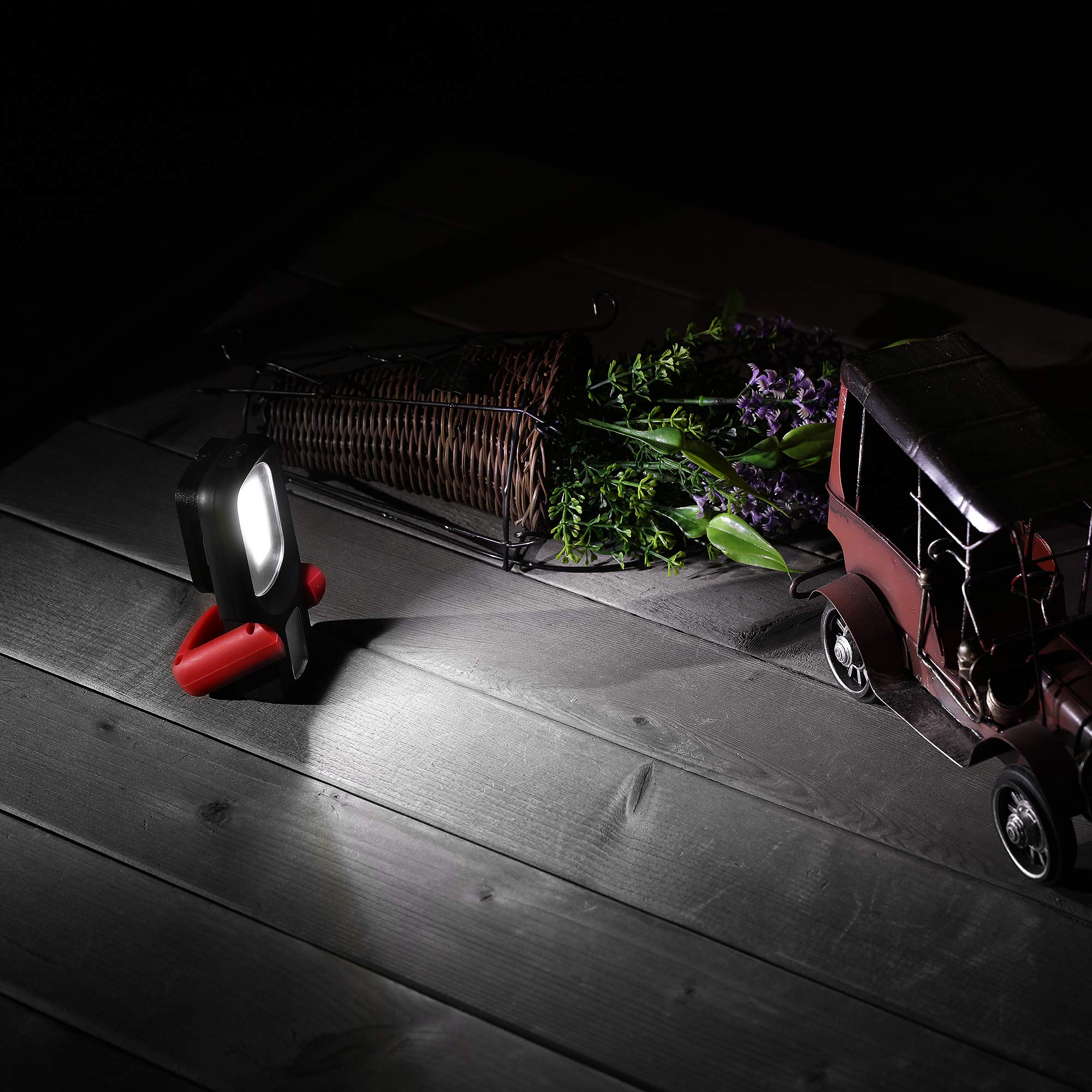 Aiprov Rechargeable LED Work Light,200 Lumens Magnetic Base And 360°Hanging Hook COB Flashlight, Waterproof Flood Light,SOS Red Warning Lights For Car Repairing,Outdoor Camping Fishing Hiking and Emergency