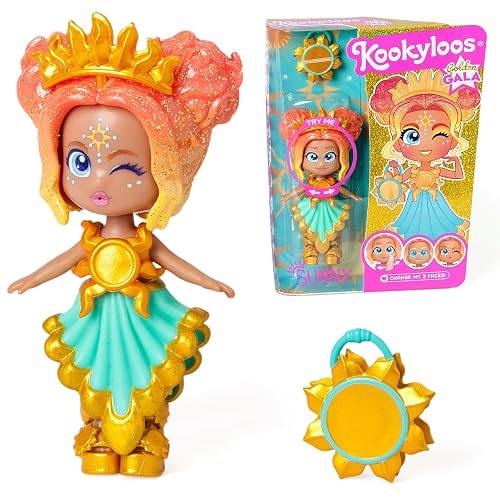 KOOKYLOOS Golden Gala Series Sunny, Collectable Doll with 3 Different Faces, Fashionable Clothes, Shoes and 1 Accessory