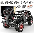 RC Off-Road SUV Wrangler Black Warrior Building Kits, 1/8 Scale Pickup Truck Car with Remote Control Lights, Challenge Building Blocks Gift for Technical Enthusiasts Adults & Teens Age 14+ (2272PCS)