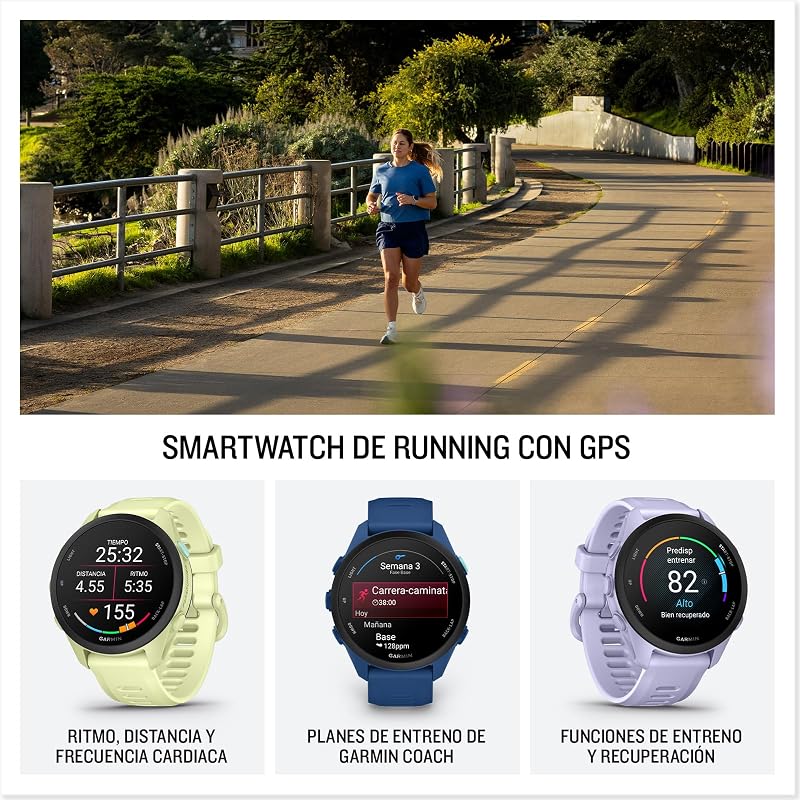 Forerunner 70 Reloj Inteligente para Correr con GPS, Pantalla Táctil AMOLED, Métricas Optimizadas, Planes de Entrenamiento, Estado de Salud, Autonomía de 13 Días, Lila