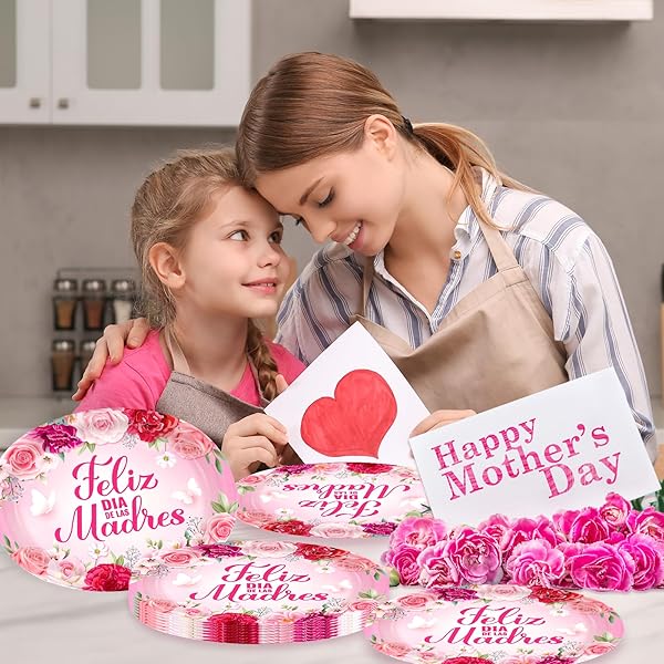FELIZ DIA DE LAS MADRES PLATES 50PCS,HAPPY MOTHER’S DAY SPAINISH PARTY DECORATION,MOTHERS DAY PINK FLORAL OVAL DISPOSABLE PAPER PLATES FOR BEST MOM EVER PARTY SUPPLIES,11.6 X 9.4 INCH