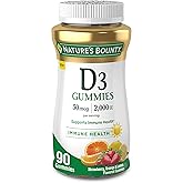 Nature's Bounty Vitamin D3 Gummies, Vitamin Supplement, Supports Immune Health, 50mcg, 2000IU, Mixed Fruit Flavor, 90 Gummies