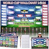 Zeptrix 2Pcs World Cup Schedule Poster 2026&Final Round 48-Team Collection Showcase,Football World Cup Soccer Merchandise&Accessories Decorations,Gifts for Soccer Fans,Functional Folded Poster&Pen