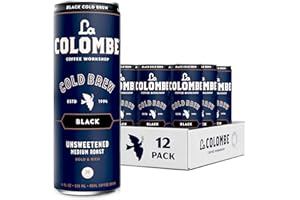 La Colombe Coffee, Cold Brew Black, Unsweetened, 11 fl oz Cans (Pack of 12), Coffeehouse Quality, Natural Sweetness, Specialty Grade Coffee Beans, Ready-to-Drink On-the-Go