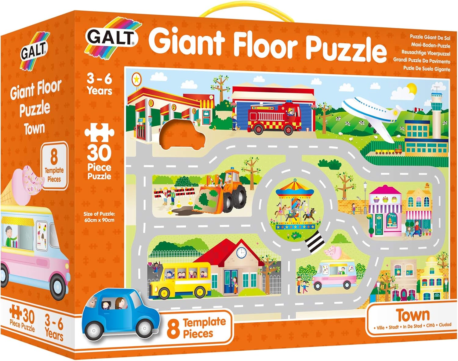 Galt Toys Giant Floor Puzzle Town, Jigsaw and Road Track for Children