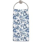 LADOCK Chinoiserie Bernese Mountain Dog Kitchen Towels, Blue and White Floral Bernese Mountain Dog Decorative Dish Tea Towels, Grand Millenial Dogs Bathroom Decor, 16x24 Inch 16x24 Inch