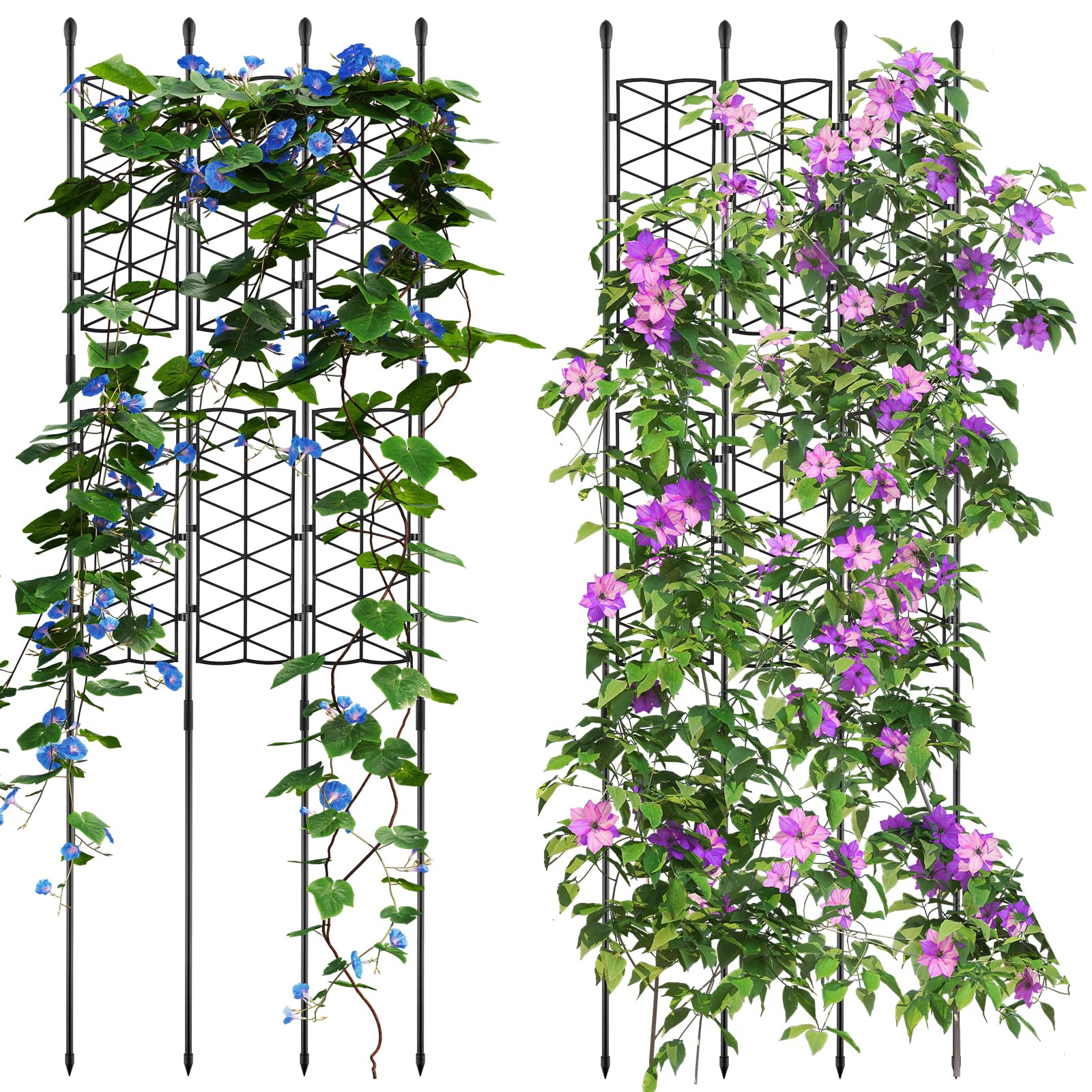 NiHome 12 Pieces 50 Inches Garden Trellis for Climbing Plants Outdoor, Plant Support Trellis Cage for Clematis, Roses, Jasmine and Vines Such as Tomatoes, Grapes, Cucumbers and Blackberries
