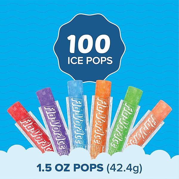 FLA-VOR-ICE POPSICLE VARIETY PACK OF 1.5 OZ FREEZER BARS, ASSORTED FLAVORS, 100 COUNT
