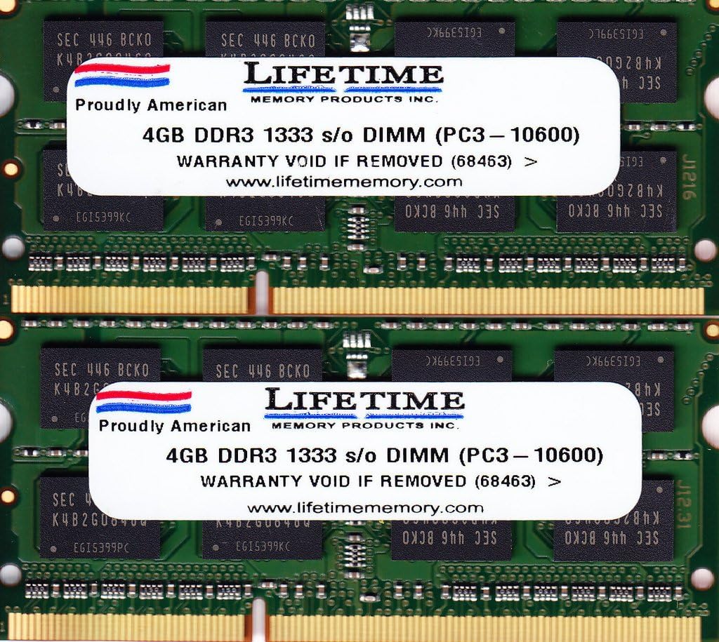 8GB Kit Apple iMac, MacBook, MacBook Pro Memory Upgrade (MD019G/A MC702G/A) 2 x 4GB DDR3 PC3-10600 SODIMMs