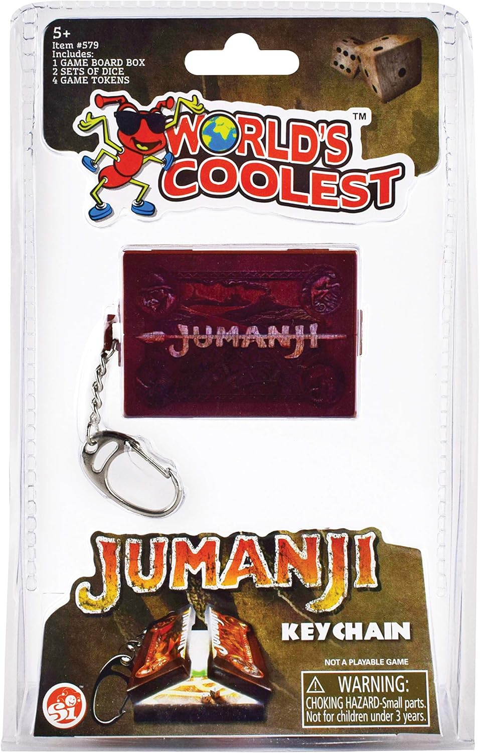 World's Coolest Miniature Jumanji Board Game Keychain - Accurate Novelty Film Replica Contains Magnetic Pieces and Dice
