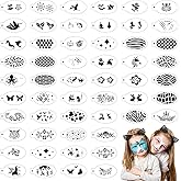 Zhehao 54 Pcs Face Paint Stencils Reusable Body Temporary Tattoo Painting Stencils Face Painting Kit for Mardi Gras Party Favors Tattoo Templates Tracing Kids Makeup