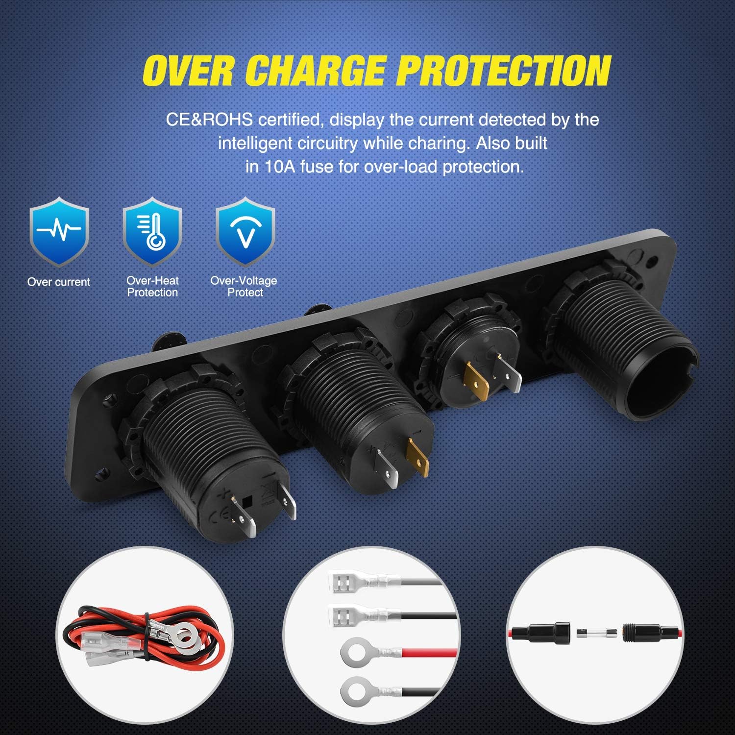 Nilight 4 in 1 ON/OFF Charger Socket Panel Dual USB Socket Power Outlet & LED Voltmeter &Cigarette Lighter Socket& LED Lighted ON Off Rocker Toggle Switch for Truck Car Marine Boats RV,2 Yeas Warranty: Automotive