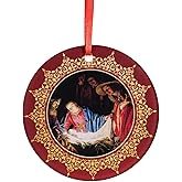 Adoration of The Shepherds Acrylic Ornament - Traditional Catholic & Christian Christmas Decor - Nativity Scene, Ornate Religious Decorative Hanging Ornaments for Tree