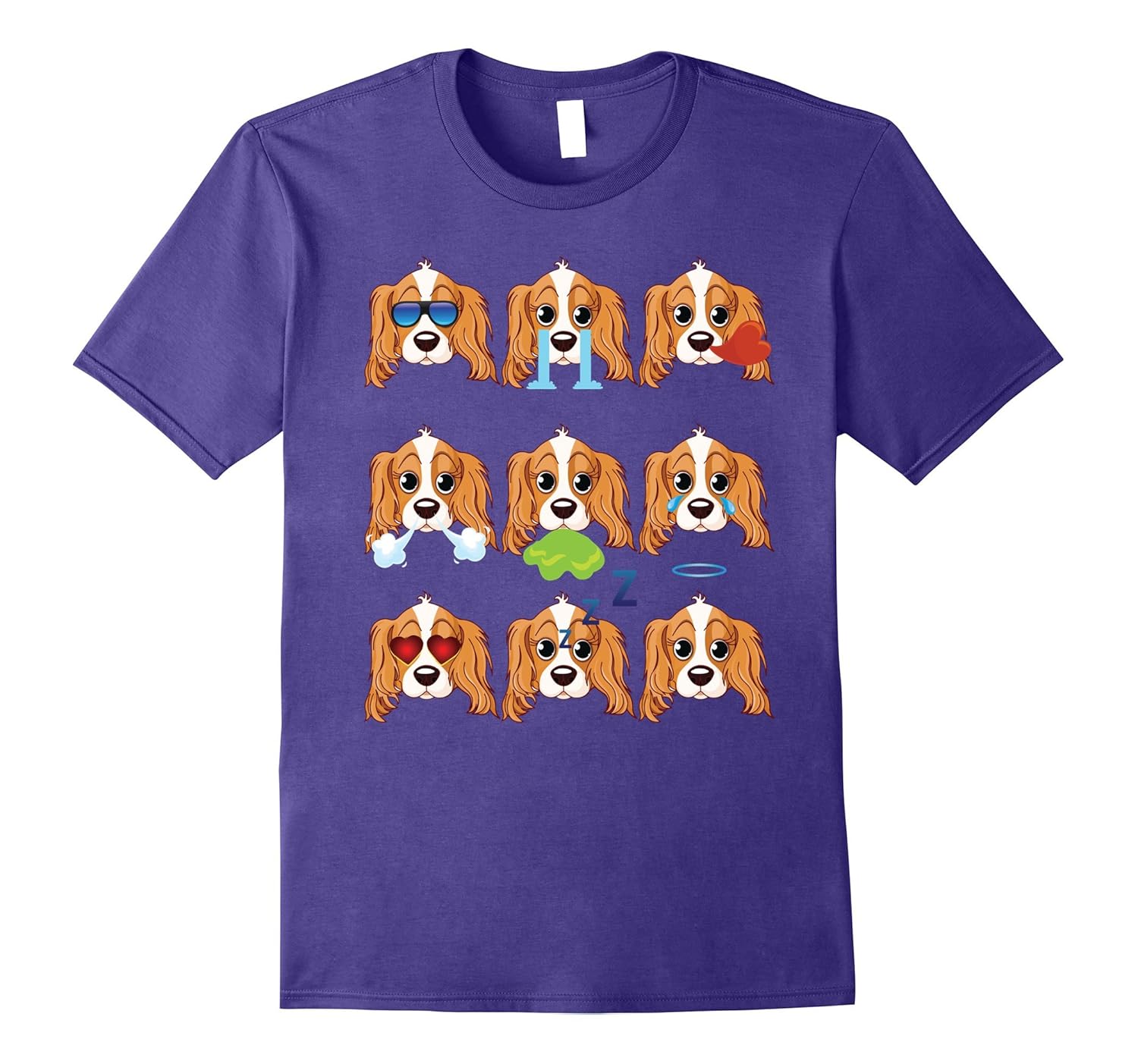 CAVALIER KING CHARLES SPANIEL Dog Nine Emotions Face TShirt-ANZ